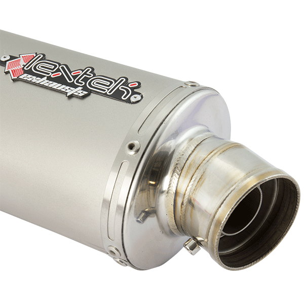 Lextek OP1L Matt S/Steel Oval Left Exhaust Silencer 51mm