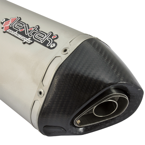 Lextek S41L Matt S/Steel Hexagonal Left Exhaust Silencer 4 Bolt Fixing