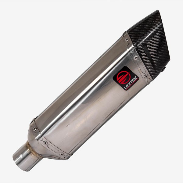 Lextek SP4L 300mm Exhaust Silencer 51mm Polished Stainless Steel