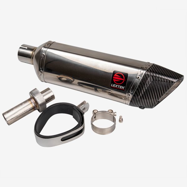 Lextek SP4L 300mm Exhaust Silencer 51mm Polished Stainless Steel