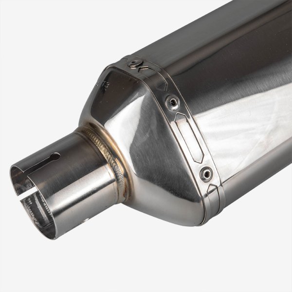 Lextek SP4L 300mm Exhaust Silencer 51mm Polished Stainless Steel