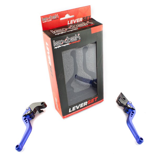 Lextek CNC Brake & Clutch Lever Set F-16 / V-4A Short Blue