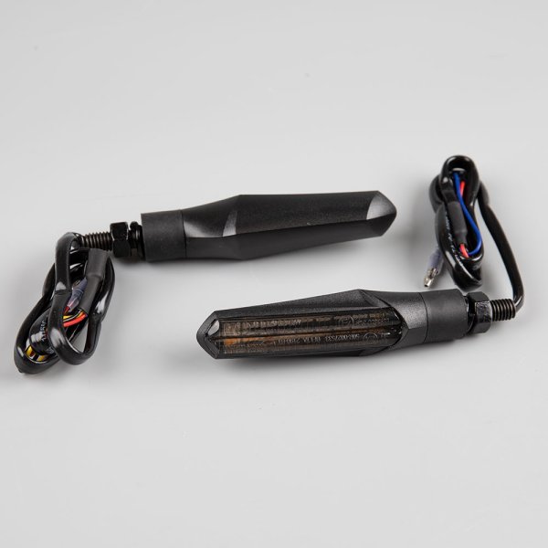 Lextek Motorcycle Matt Black Sequential LED Indicators with Brake Light