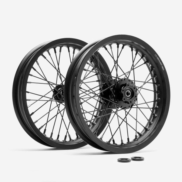 Full-E Charged Front & Rear Black Wheel Set for Sur-Ron Light Bee (14.2" x 2.15)