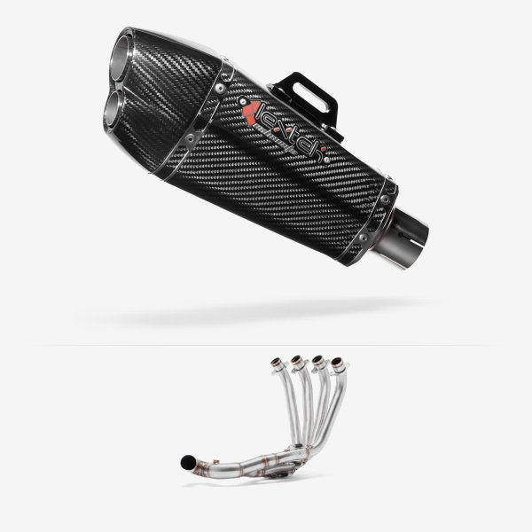 Lextek XP13C Carbon Fibre Exhaust System 210mm Low Level for Honda CB650R/F & CBR650R/F (16-20)