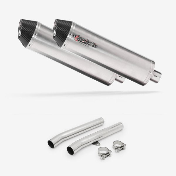 Lextek RP1 Gloss S/Steel Oval Exhaust 400mm with Link Pipes for Honda CBR1100XX Blackbird (96-07)