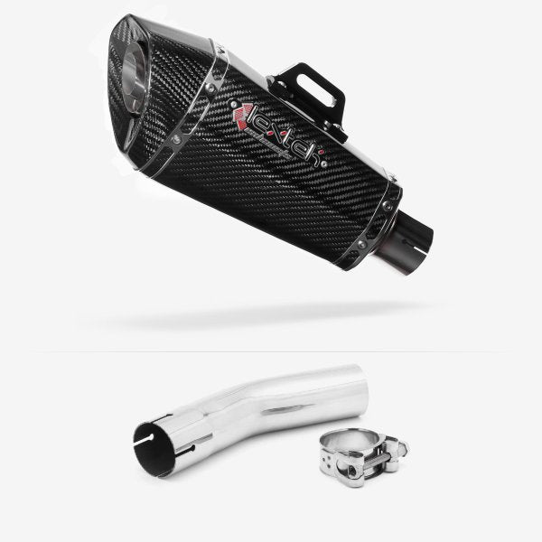 Lextek XP8C Carbon Fibre Exhaust 210mm with Link Pipe for Lexmoto LXR 125 & 380
