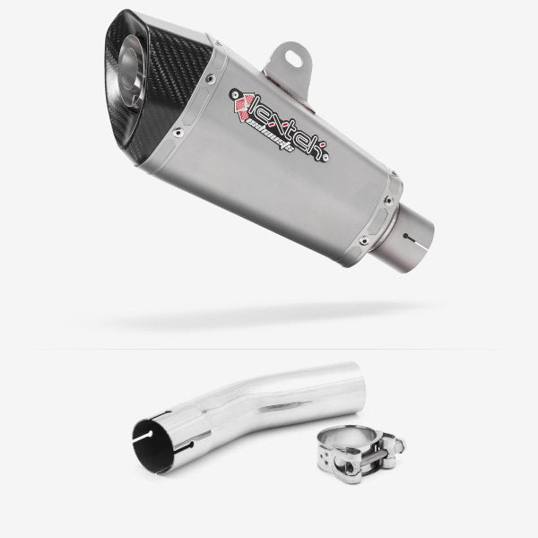 Lextek XP10 Matt S/Steel Exhaust 210mm with Link Pipe for Lexmoto LXR 125 & 380