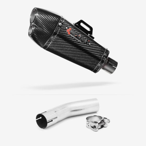 Lextek XP13C Carbon Fibre Exhaust 210mm with Link Pipe for Lexmoto LXR 125 & 380