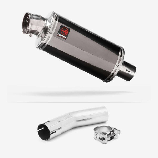 Lextek OP16 Dark Tint Stainless Exhaust 250mm with Link Pipe for Lexmoto LXR 125 & 380