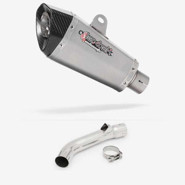 Lextek XP10 Matt S/Steel Exhaust 210mm with Link Pipe for Honda VFR 800 (97-01)