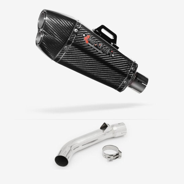 Lextek XP13C Carbon Fibre Exhaust 210mm with Link Pipe for Honda VFR 800 (97-01)