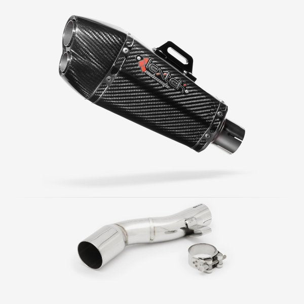 Lextek XP13C Carbon Fibre Exhaust 210mm with Link Pipe for Honda NC700/X (12-13) NC750/X (14-24)