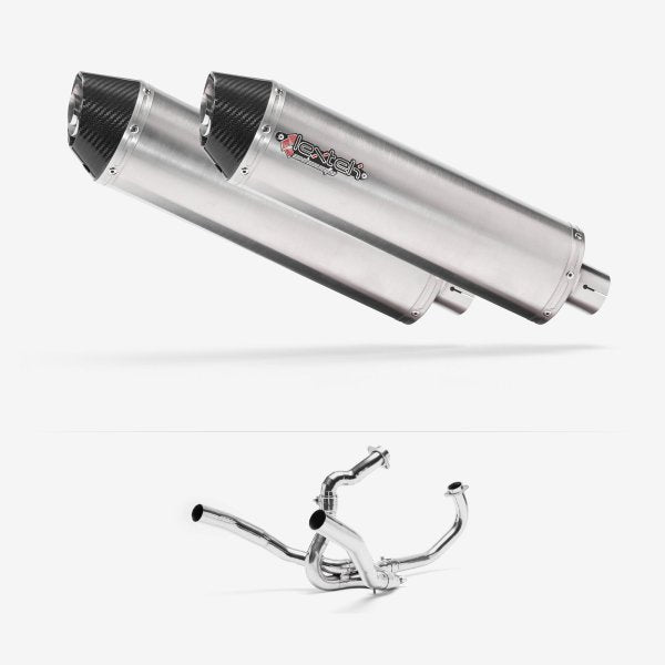 Lextek RP1 Gloss S/Steel Oval Exhaust System 400mm for SUZUKI SV1000 (03-07)