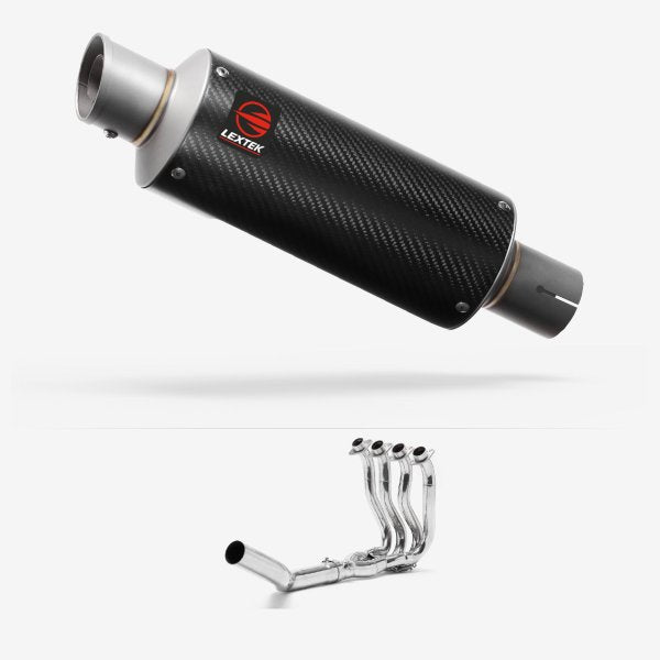 Lextek GP8C Carbon Fibre GP Stubby Exhaust System 240mm for Suzuki GSXR 600/750 (06-10)
