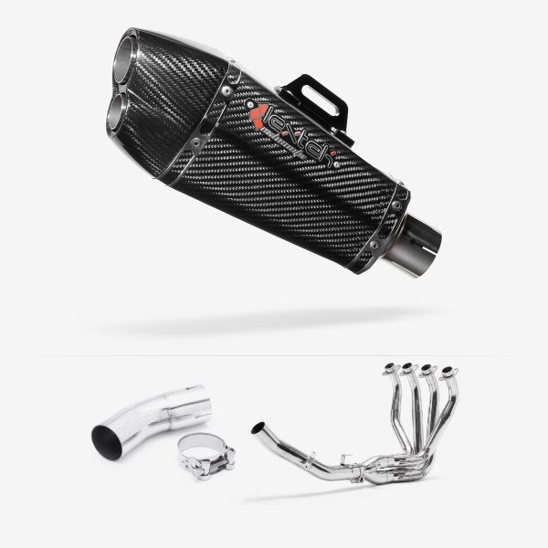 Lextek XP13C Carbon Fibre Exhaust System 210mm for Kawasaki Z900 RS (18-23)