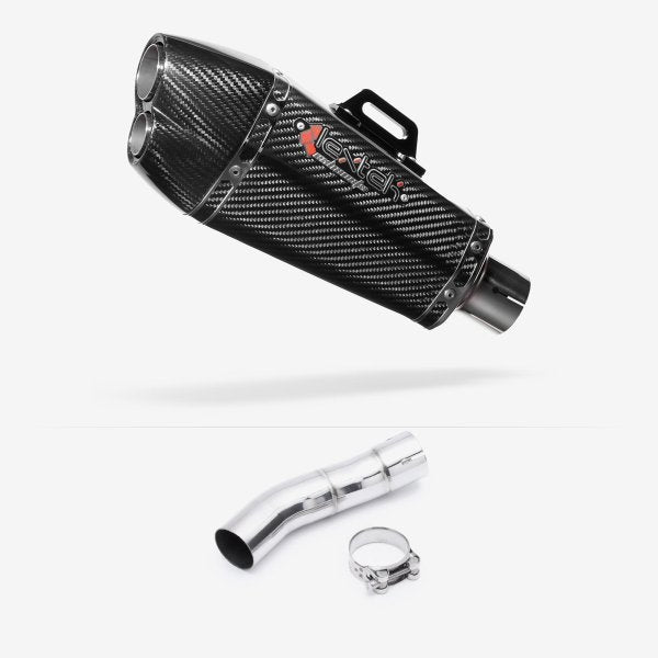Lextek XP13C Carbon Fibre Exhaust 210mm with Link Pipe for Triumph Street Triple 675 (13-17)