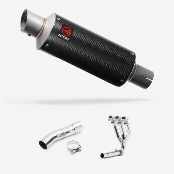 Lextek GP8C Carbon Fibre GP Stubby Exhaust System 240mm for Triumph Street Triple 675 (13-17)