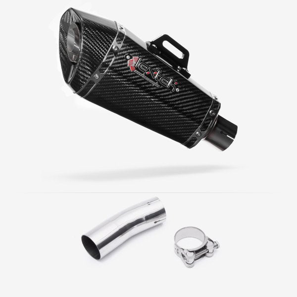 Lextek XP8C Carbon Fibre Exhaust 210mm with Link Pipe for Kawasaki Ninja 400 & Z400 (18-20)