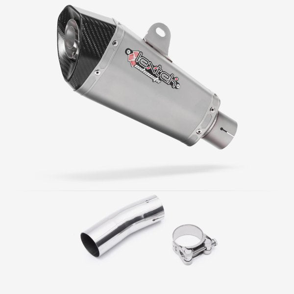 Lextek XP10 Matt S/Steel Exhaust 210mm with Link Pipe for Kawasaki Ninja 400 & Z400 (18-20)