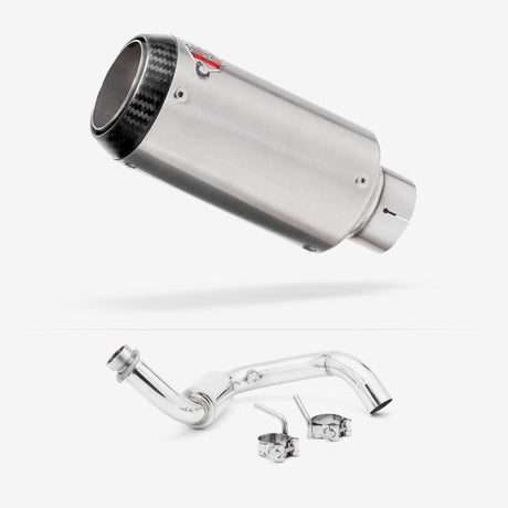 Lextek CP1 Matt S/Steel Carbon Tip Exhaust System 150mm for BMW G310 R / GS (16-24)