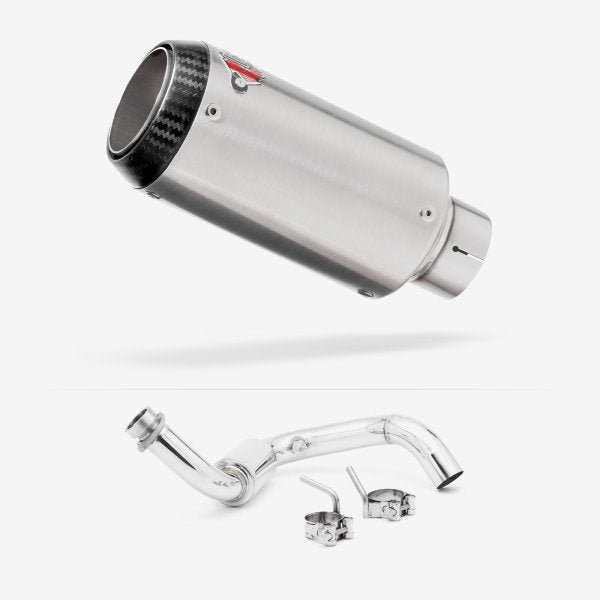 Lextek CP1 Matt S/Steel Carbon Tip Exhaust System 150mm for BMW G310 R / GS (16-24)