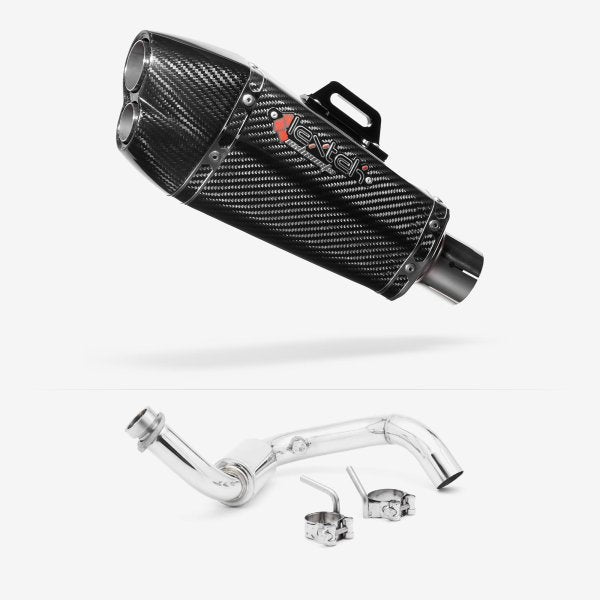 Lextek XP13C Carbon Fibre Exhaust System 210mm for BMW G310 R / GS (16-24)