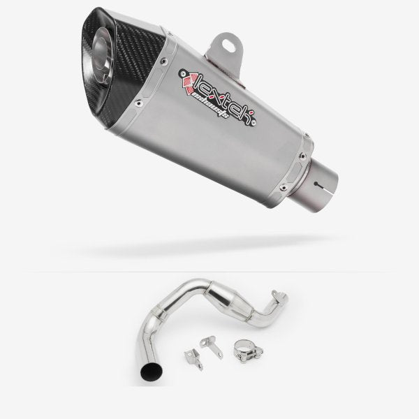 Lextek XP10 Matt S/Steel Exhaust 210mm with Link Pipe for KTM 390 Duke (13-16)