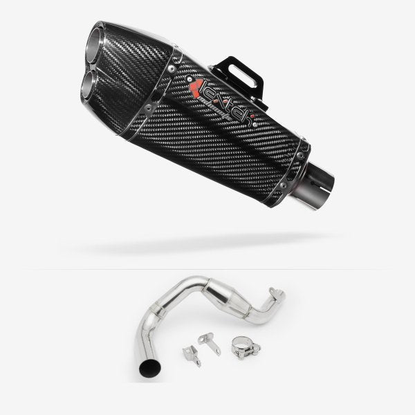 Lextek XP13C Carbon Fibre Exhaust 210mm with Link Pipe for KTM 390 Duke (13-16)