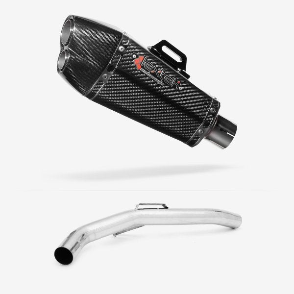 Lextek XP13C Carbon Fibre Exhaust 210mm with Link Pipe for Triumph Explorer 1200 (12-18)