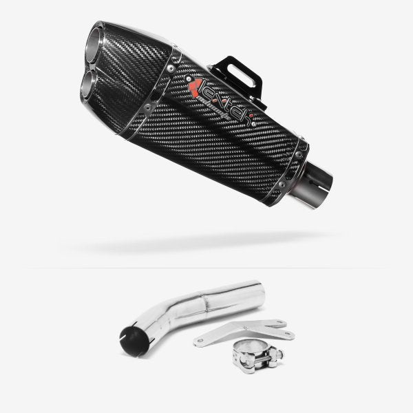 Lextek XP13C Carbon Fibre Exhaust 210mm Low Level with Link Pipe for Suzuki GSXR 600/750 (06-07)