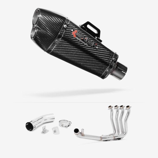Lextek XP13C Carbon Fibre Exhaust 210mm with Link Pipe for Suzuki GSX-S 1000 F (15-20)