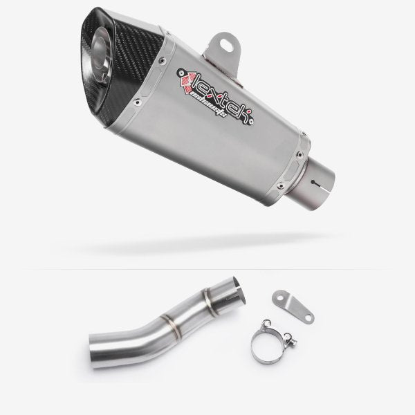 Lextek XP10 Matt S/Steel Exhaust 210mm with Link Pipe for Triumph Street Triple 765 (17-23)