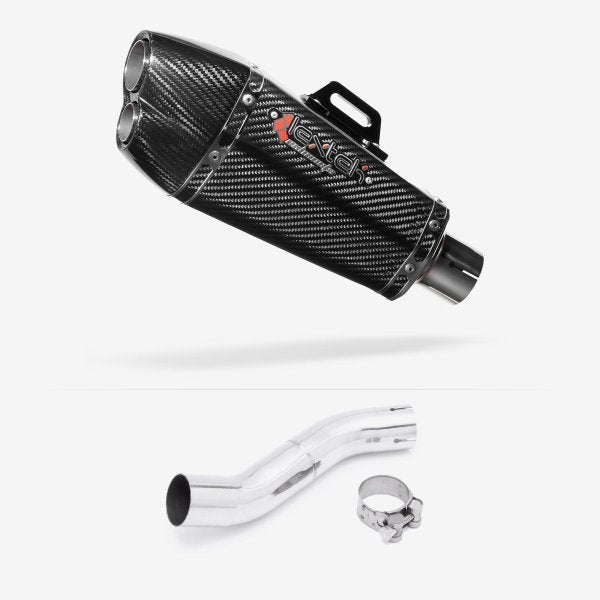 Lextek XP13C Carbon Fibre Exhaust 210mm with Link Pipe for Suzuki GSX 250 R (17-18)