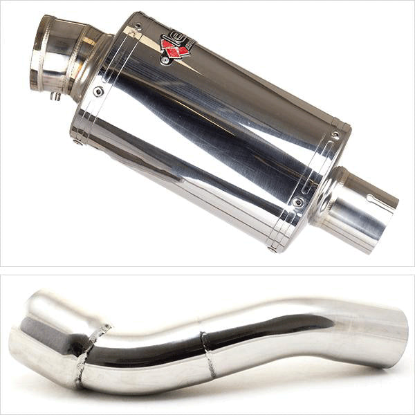 Lextek OP4 Polished S/Steel Exhaust 200mm with Link Pipe for BMW R 1200 GS (10-12)