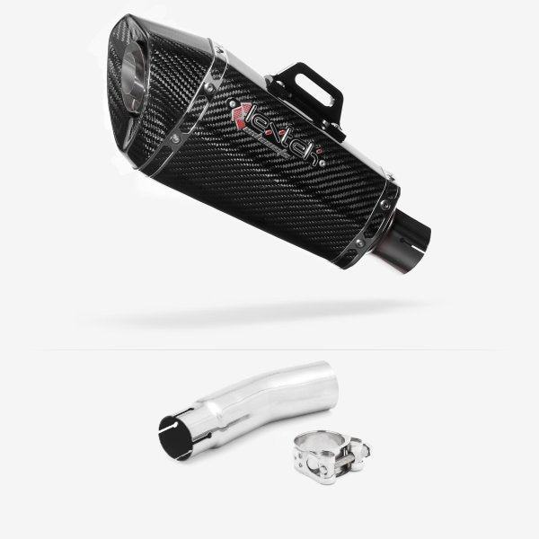 Lextek XP8C Carbon Fibre Exhaust 210mm with Link Pipe for SUZUKI SFV 650 Gladius (09-15)
