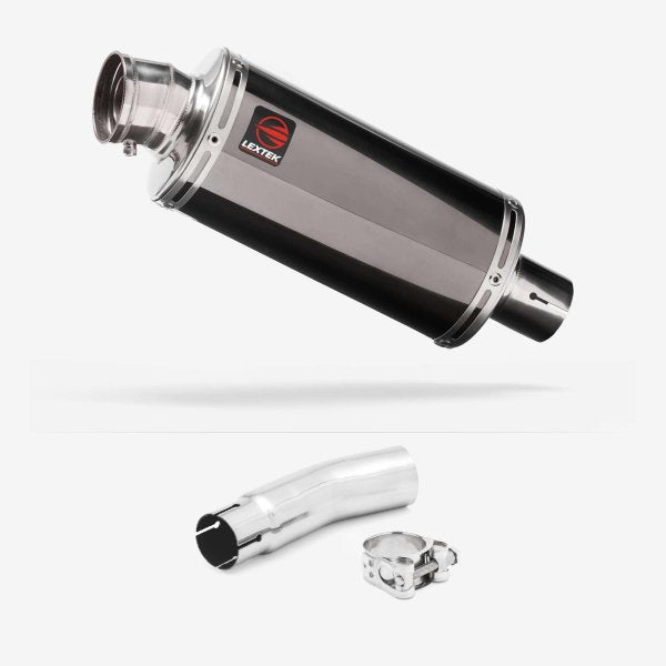 Lextek OP16 Dark Tint Stainless Exhaust 250mm with Link Pipe for SUZUKI SFV 650 Gladius (09-15)