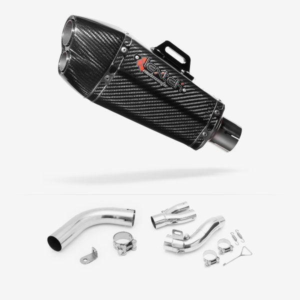Lextek XP13C Carbon Fibre Exhaust 210mm with De-Cat Link Pipe for Honda CB1000R (08-17)