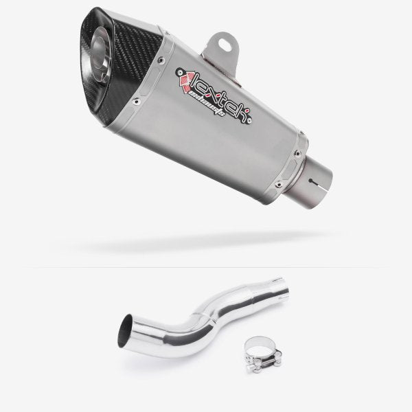 Lextek XP10 Matt S/Steel Exhaust 210mm with Link Pipe for Honda CB300R (18-20)