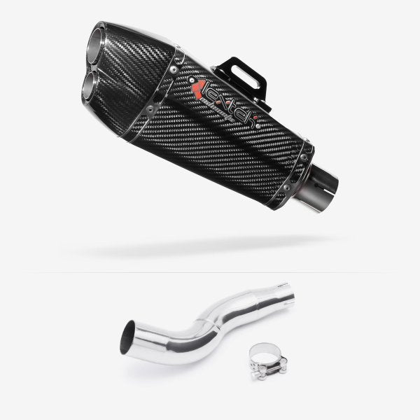 Lextek XP13C Carbon Fibre Exhaust 210mm with Link Pipe for Honda CB300R (18-20)