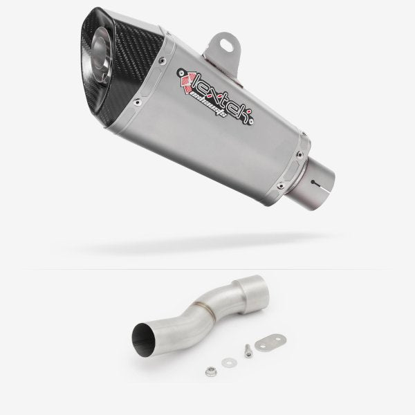 Lextek XP10 Matt S/Steel Exhaust 210mm with Link Pipe for Ducati Monster 1200 (14-19)