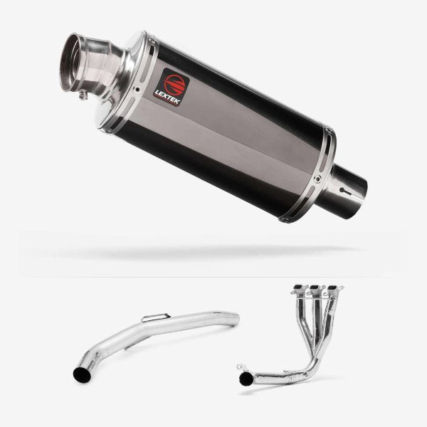 Lextek OP16 Dark Tint Stainless Exhaust System 250mm for Triumph Explorer 1200 (12-18)