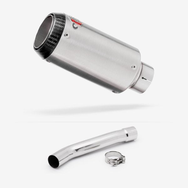 Lextek CP1 Matt S/Steel Carbon Tip Exhaust 150mm with Link Pipe for Yamaha YZF R6 (03-05)