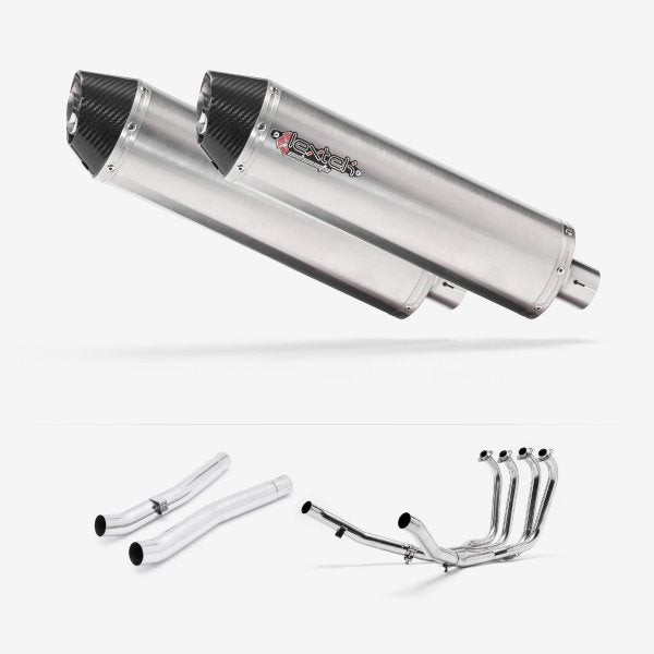 Lextek RP1 Gloss S/Steel Oval Exhaust System 400mm for Suzuki GSX 1400 (01-04)