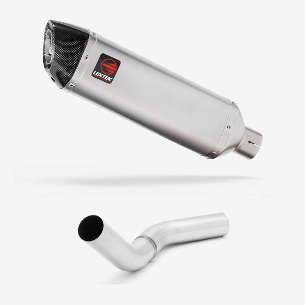 Lextek VP1 Matt S/Steel Exhaust 300mm with Link Pipe for Kawasaki Z800 (13-16)