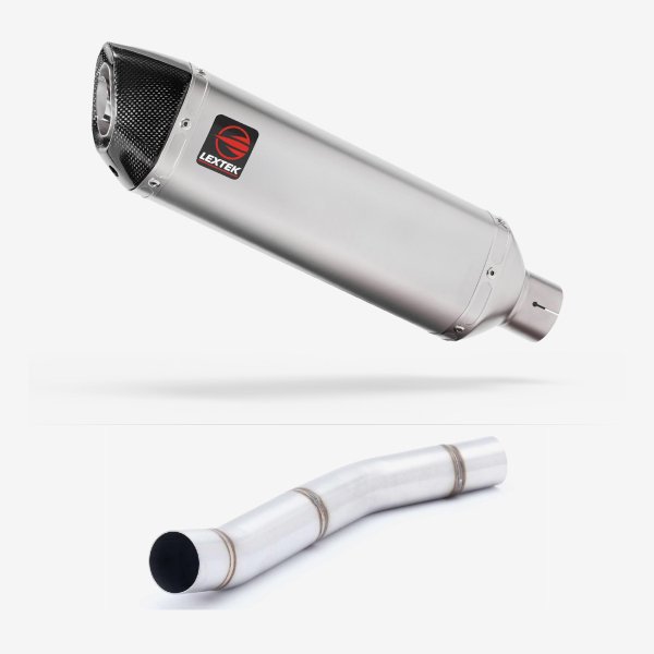 Lextek VP1 Matt S/Steel Exhaust 300mm with Link Pipe for Kawasaki Z750 (07-12)