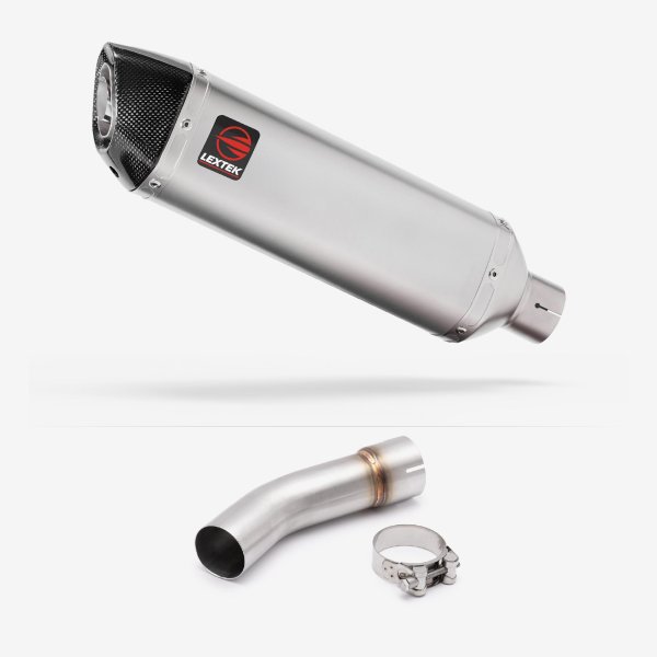 Lextek VP1 Matt S/Steel Exhaust 300mm with Link Pipe for Suzuki SV650 (03-15)