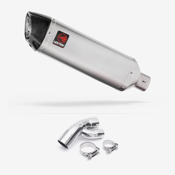 Lextek VP1 Matt S/Steel Exhaust 300mm with Link Pipe for BMW S1000 XR (15-19)