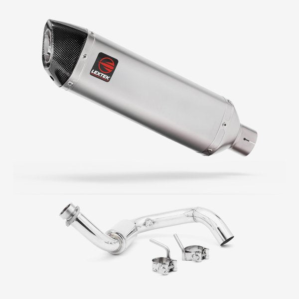 Lextek VP1 Matt S/Steel Exhaust System 300mm for BMW G310 R / GS (16-24)