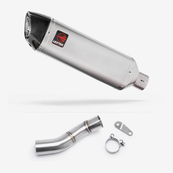 Lextek VP1 Matt S/Steel Exhaust 300mm with Link Pipe for Triumph Street Triple 765 (17-23)